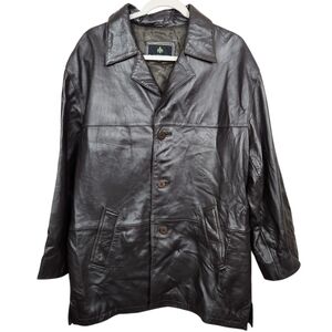 Rainforest Dark Brown Genuine Leather Button Up Dress Jacket Mens Size Medium